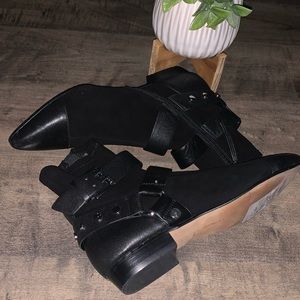 REBECCA MINKOFF BLACK LEATHER BOOTIES